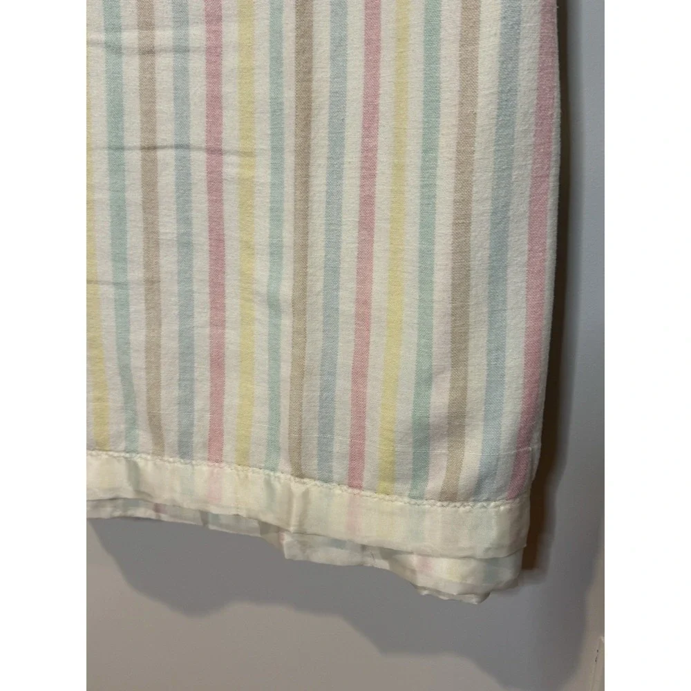 Vintage Cotton Pastel Stripe Blanket Satin Nylon Trim 78